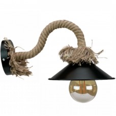 Απλίκα Τοίχου 1xE27 230V Μαύρη με Σχοινί 43351-BL